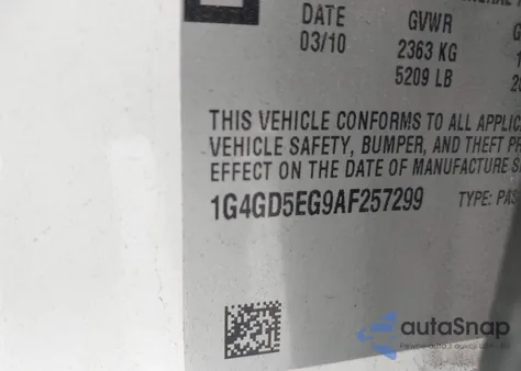 2010 Buick Lacrosse Cxl из США, поврежденный, VIN 1G4GD5EG9AF257299